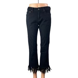 Principle Denim Innovators Black Fringe Raw Hem Mid Rise Straight Denim Jeans 27